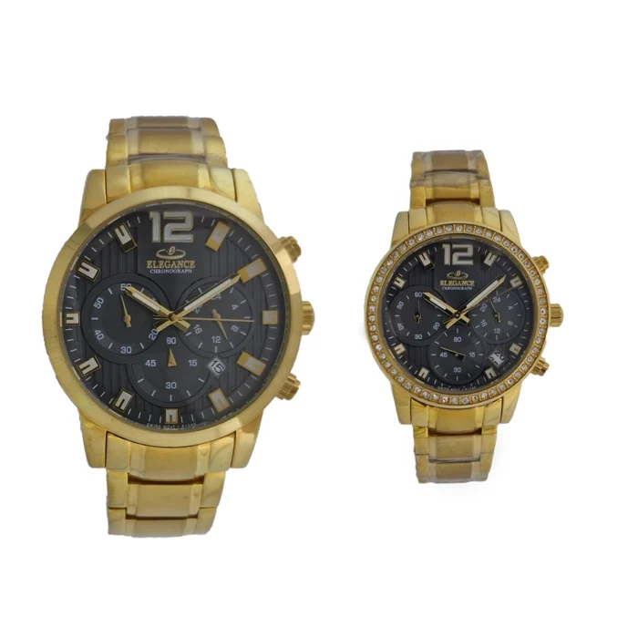 ست ساعت مچی الگانس مدل 81245 زنانه و مردانه | موتور ژاپنی، کرنوگراف - Image 1