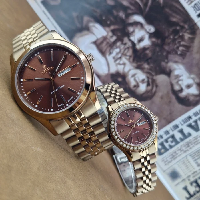 ست ساعت مچی عقربه ای نوادا قهوه ای مدل 1355G - Image 2