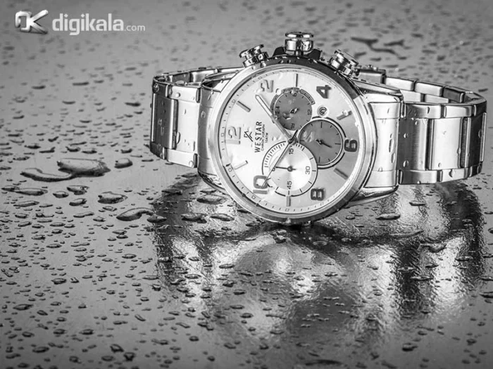 ساعت مردانه وستار مدل 5669STN کرنوگراف با بند استیل و صفحه سفید نقره‌ای - Image 3