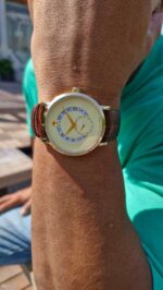 ساعت مردانه رومانس | استیل لوکس با بند چرمی قهوه‌ای و صفحه نخودی - Image 3