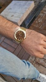 ساعت مردانه پرستیژ مدل P9067M با صفحه قهوه‌ای نگین‌دار - Image 3