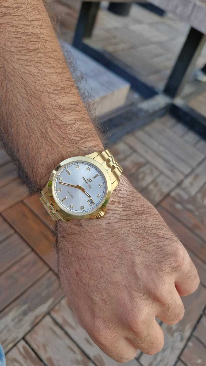 ساعت مردانه پرستیژ مدل P9050M LIMITED 500؛ صفحه سفید نگین‌دار و شیشه یاقوت کبود - Image 3