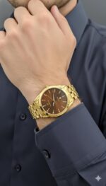 ساعت مردانه پرستیژ مدل P9067M با صفحه قهوه‌ای نگین‌دار - Image 2