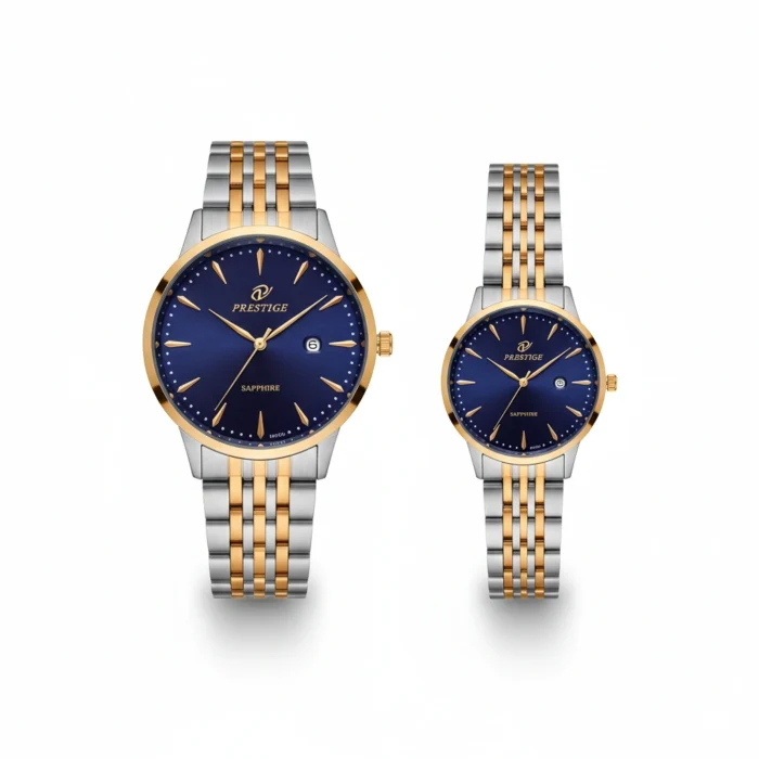 ساعت ست زنانه و مردانه پرستیژ مدل P9204 Limited 500 – ترکیب سرمه‌ای و طلایی - Image 1