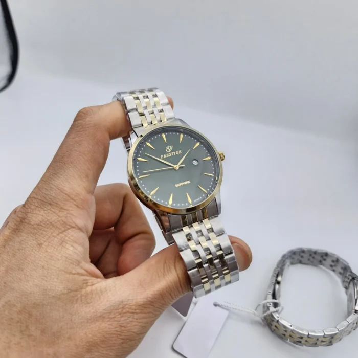 ساعت ست زنانه و مردانه پرستیژ مدل P9204 لیمیتد ادیشن با صفحه سبز و بند دو رنگ استیل - Image 4