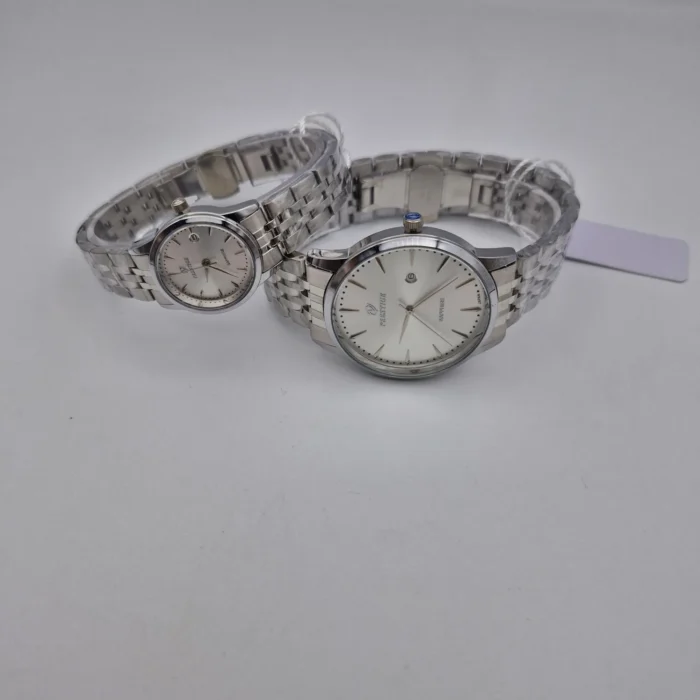 ساعت ست زنانه و مردانه پرستیژ مدل P9204 لیمیتد ادیشن با صفحه نقره‌ای و بند استیل لوکس - Image 3