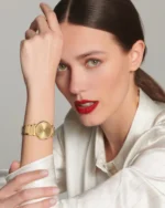 ساعت زنانه لونژین مدل L4.635.2 | طراحی طلایی لوکس با صفحه بژ و نگین‌دار - Image 2