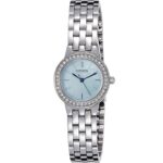 ساعت زنانه سیتیزن نگین‌دار | استیل نقره‌ای با صفحه تیفانی لوکس