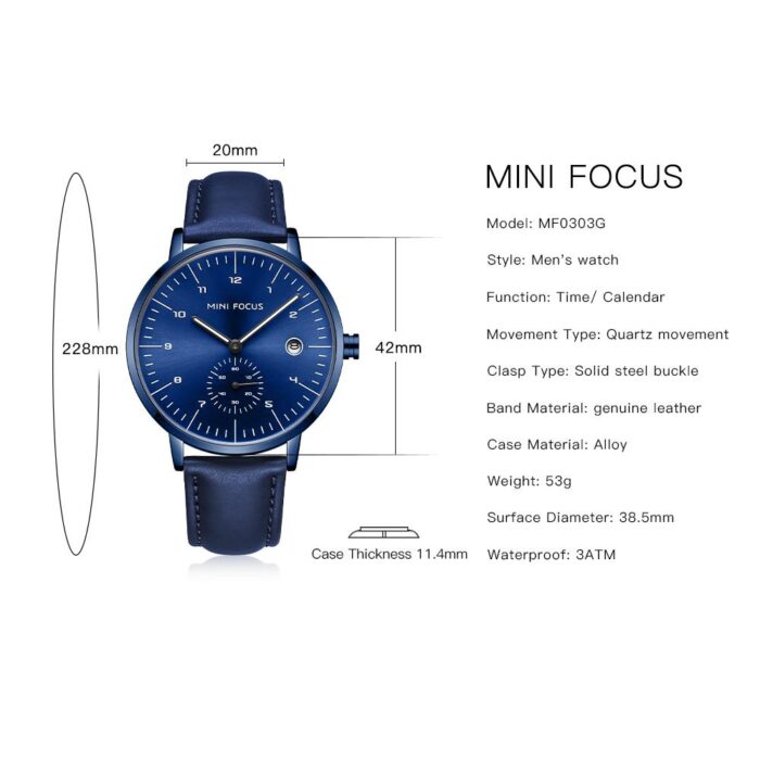 ساعت مردانه مینی فکوس سرمه‌ای - Image 2