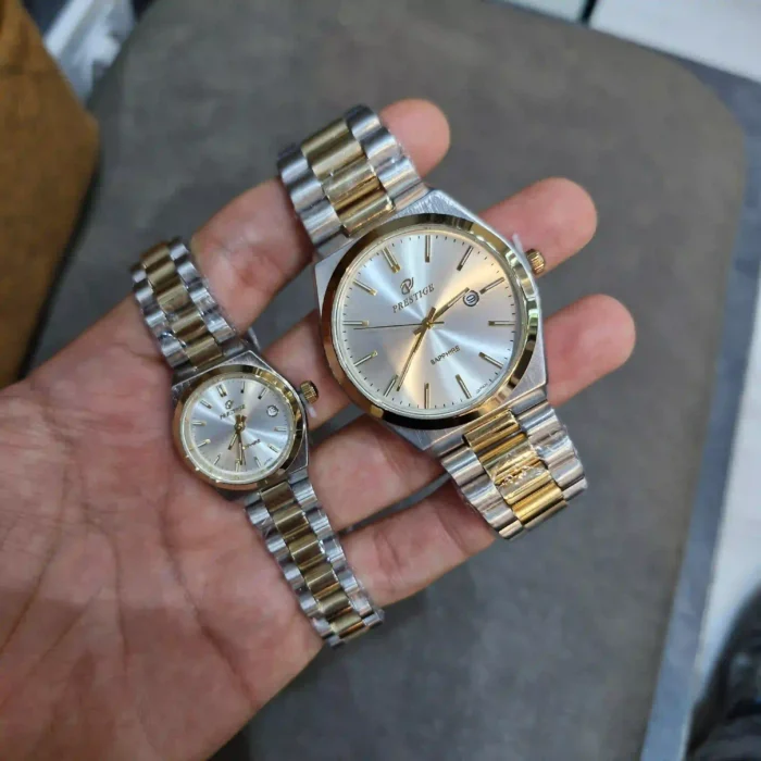 ساعت ست زنانه و مردانه پرستیژ مدل 9201 دورنگ طلایی - Image 4