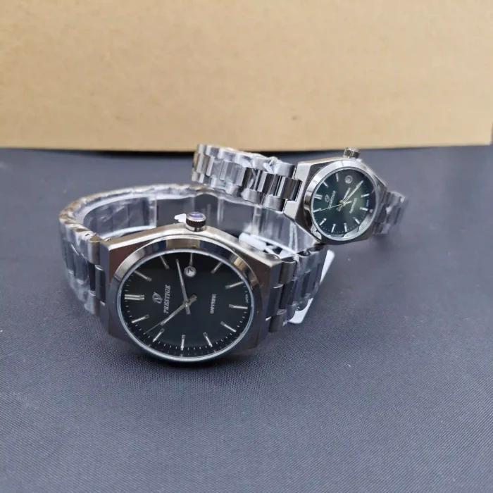 ساعت ست زنانه و مردانه پرستیژ مدل 9201 دودی مات با صفحه سبز - Image 2