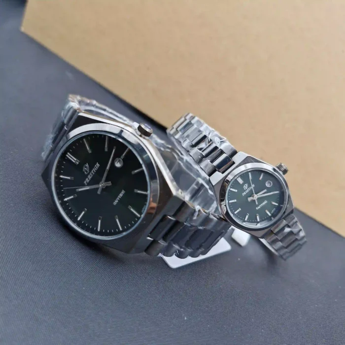 ساعت ست زنانه و مردانه پرستیژ مدل 9201 دودی مات با صفحه سبز - Image 3