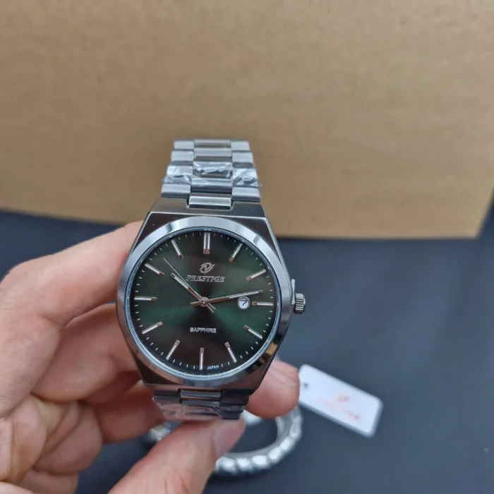 ساعت ست زنانه و مردانه پرستیژ مدل 9201 دودی مات با صفحه سبز - Image 5