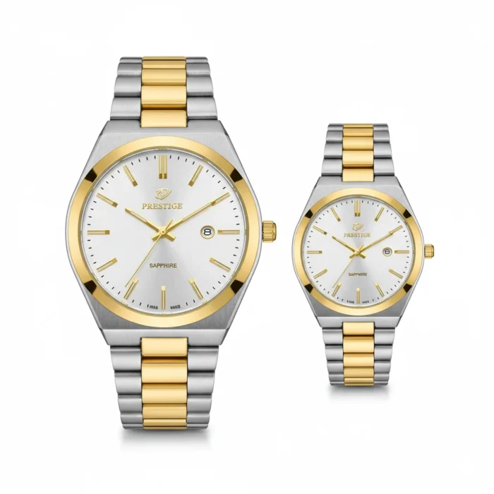 ساعت ست زنانه و مردانه پرستیژ مدل 9201 دورنگ طلایی