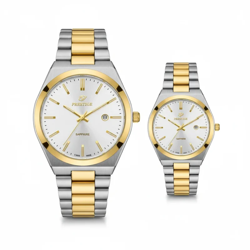 ساعت ست زنانه و مردانه پرستیژ مدل 9201 دورنگ طلایی
