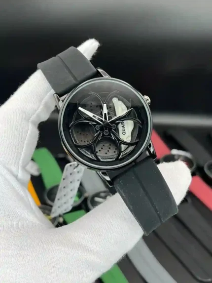 Men's black and gray ring watch