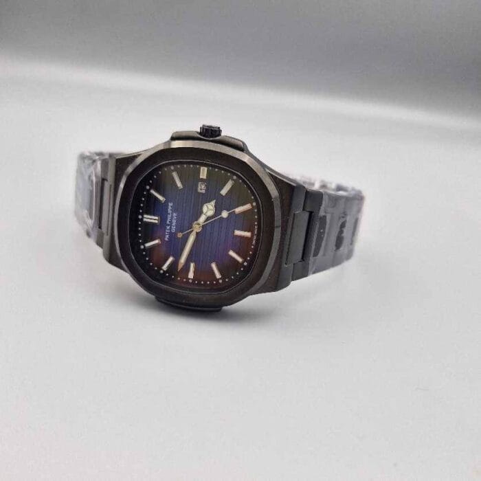 ساعت پتک فیلیپ ناتیلوس مردانه صفحه سرمه‌ای استیل مشکی patek philippe