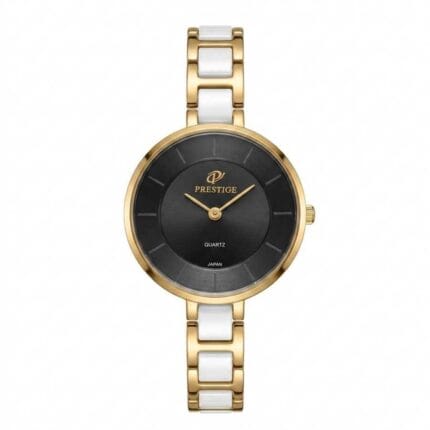 ساعت زنانه پرستیژ سرامیکی سفید مشکی PRESTIGE WATCH 9030