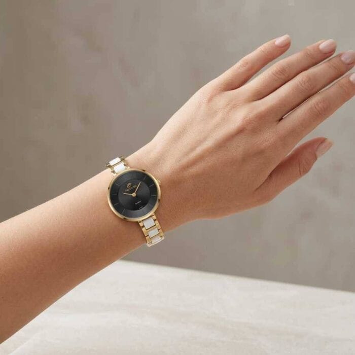ساعت زنانه پرستیژ سرامیکی سفید مشکی PRESTIGE WATCH 9030